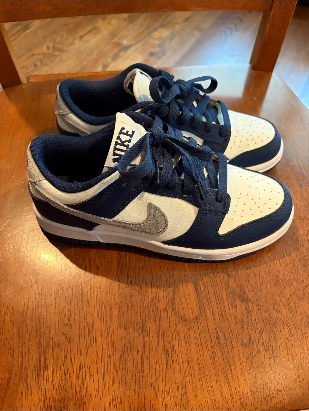 Youth Nike dunk low sneakers  in Navy, white and gray